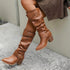 DAMEN WADENHOHE SLIP-ON WESTERN-STIEFEL MIT BLOCKABSATZ UND RUNDEM ZEH